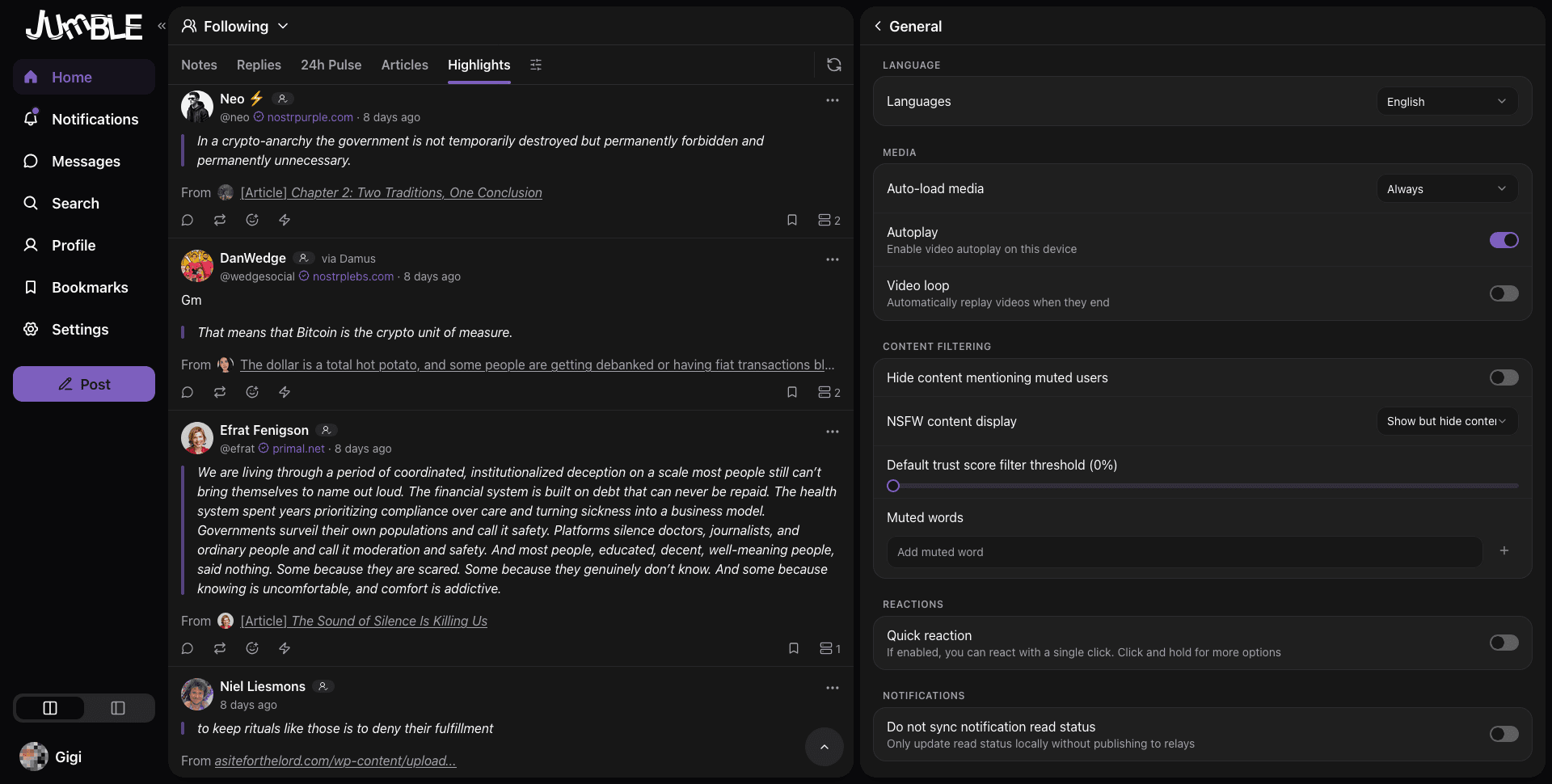 The Jumble web client